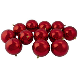 4" Red Hot Shiny Shatterproof Christmas Ball Ornaments Set of 12