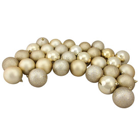 3.25" Champagne Gold Shatterproof Four-Finish Christmas Ball Ornaments Set of 32