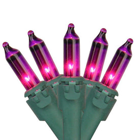 150-Count Pinkish Purple Chasing Eight-Function Mini Christmas Light Set with 31.25' Green Wire