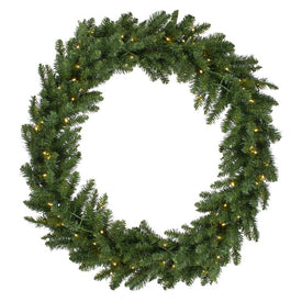 60" Pre-Lit Buffalo Fir Commercial Artificial Christmas Wreath with Warm White LED Lights
