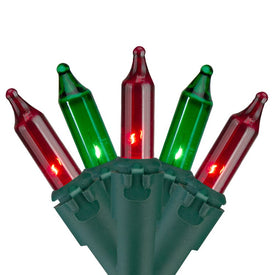 100-Count Red and Green Mini Christmas Lights - 28.8' Green Wire