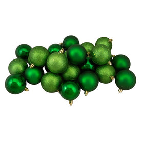 2.5" Xmas Green Shatterproof Four-Finish Christmas Ball Ornaments Set of 24