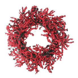 22" Unlit Red and Burgundy Berry Artificial Christmas Wreath