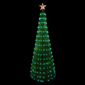 6' Green Pop-Up Artificial Outdoor Christmas Tree with Color-Changing Multi-Function Lights