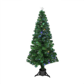 6' Pre-Lit Christmas Tree with Star Tree Topper and Color-Changing Fiber Optic LED Lights