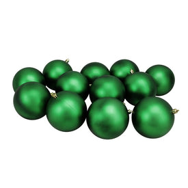 4" Xmas Green Shatterproof Matte Christmas Ball Ornaments Set of 12