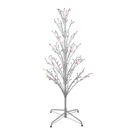 4' White Lighted Christmas Cascade Twig Tree Outdoor Decoration with Multi-Color Lights