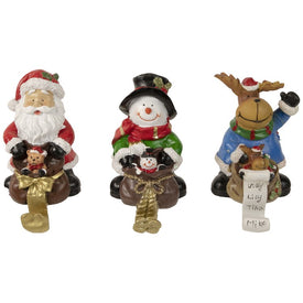 5.25" Santa Snowman and Reindeer Christmas Stocking Holders Set of 3