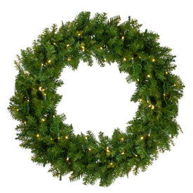 36" Pre-Lit Northern Pine Artificial Christmas Wreath with Warm Clear LED Lights