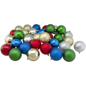 2.5" Traditional Multi-Colored Shatterproof Two-Finish Christmas Ball Ornaments Set of 60