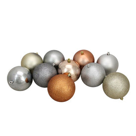 4" Earth Tone Shatterproof Three-Finish Christmas Ball Ornaments Set of 12