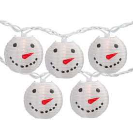 10-Count White Snowman Paper Lantern Christmas Light Set with 8.5' White Wire