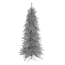 9' Unlit Silver Tinsel Slim Artificial Christmas Tree