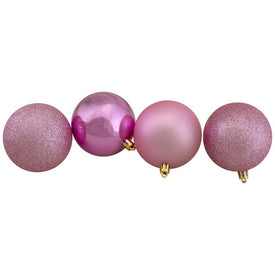 3.25" Bubblegum Pink Shatterproof Four-Finish Christmas Ball Ornaments Set of 32