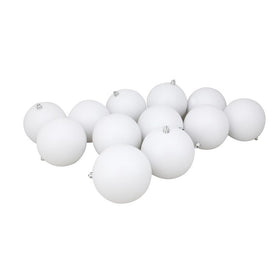 4" Winter White Shatterproof Matte Christmas Ball Ornaments Set of 12