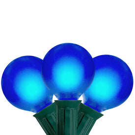 15-Count Blue Satin G50 Globe Christmas Light Set with Green Wire