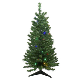 3' Pre-Lit Medium Mixed Classic Pine Artificial Christmas Tree with Multi-Color LED Lights