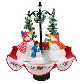 31" Musical Lighted Snowing Snowman Family Christmas Decoration in Umbrella Base
