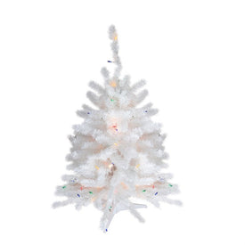 18" Pre-Lit Snow White Artificial Christmas Tree with Multi-Color Lights