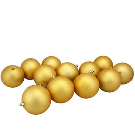 4" Vegas Gold Matte Shatterproof Christmas Ball Ornaments Set of 12