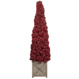 50" Red Berry Cone Potted Christmas Topiary
