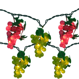 5-Count Red and Green Grape Cluster String Light Set with 8' Brown Wire