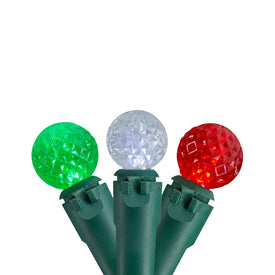 50-Count Red, Green, and White LED G12 Berry Christmas Light Set with 15.9' Green Wire