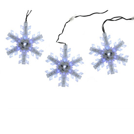 25" Cascading White and Blue Snowfall LED Snowflake Christmas Lights Set of 3