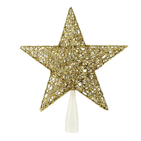 10" LED Lighted Gold Glittered Star Christmas Tree Topper with Warm White Lights