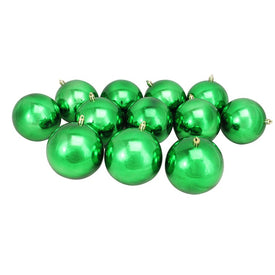 4" Xmas Green Shatterproof Shiny Christmas Ball Ornaments Set of 12