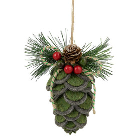 6" Pine Cone Fabric Christmas Ornament
