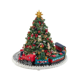 6" Christmas Tree with Revolving Train Music Box
