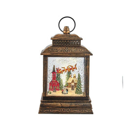 10.4" Battery-Operated Light-Up Santa Water Lantern with Projector