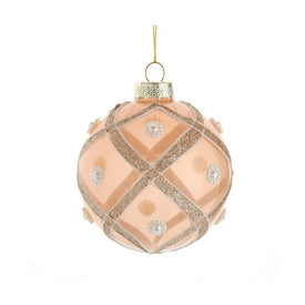 3.15" (80MM) Champagne and Pearl Peach Glitter Ball Ornaments Set of 6