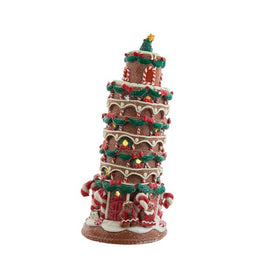 10" Leaning Tower of Pisa with C7 Bulb Gingerbread House