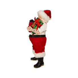 10.5" Fabriche Santa with Wreath and Lantern