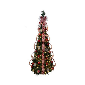 5' Pre-Lit Artificial Collapsible Decorated Tree with Ribbon and Ornaments