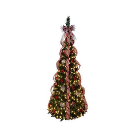 6' Pre-Lit Artificial Collapsible Decorated Tree with Incandescent Lights