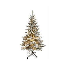 5' Pre-Lit Artificial Snow Pine Tree with Warm White LED Lights