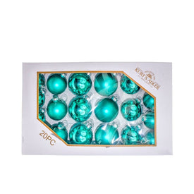 2.36"-3.15" (60-80MM) Shiny and Matte Teal Ball Ornaments Set of 20