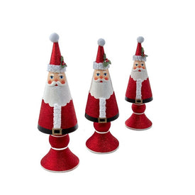 10"-14" Wooden Santa Tree Tabletop Decorations Set of 3