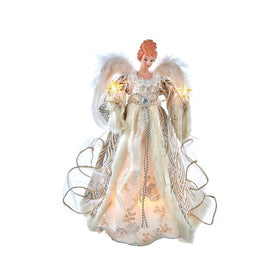 14" Pre-Lit 10-Light Gold and Silver Angel Tree Topper