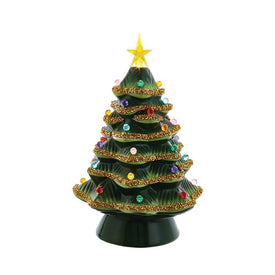 12" Light-Up Gold Glitter Christmas Tree
