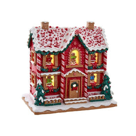 9.5" Battery-Operated Gingerbread LED House with Music Box