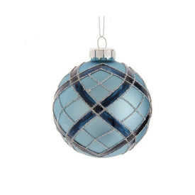 3.15" (80MM) Plaid Navy and Matte Blue Ball Ornaments Set of 6