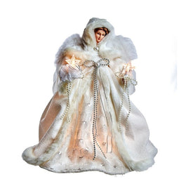 14" Pre-Lit 10-Light White Angel Tree Topper