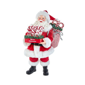 10.5" Fabriche Santa with Candy Cane Tray