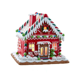 9" Red Gingerbread House with C7 Bulb