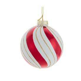 3.15" (80MM) Gold, Red and White Glass Ball Ornaments Set of 6