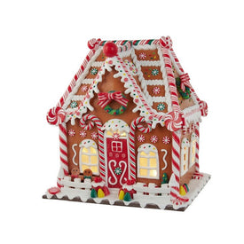 13" Battery-Operated Gingerbread House with LED Light and Timer